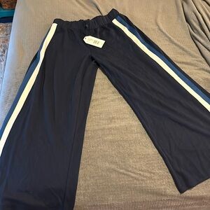 Universal standard 2xs petite Stephanie wide leg stripe ponte pants maritime blu